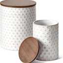 LE TAUCI Food Storage Containers with Airtight Lids, 78/25 oz Ceramic Sugar Canisters Sets, Embossed Large Jars for Pasta, Oats, Coffee Bean, Cookies, Rice, Grains, Tea - Set of 2, Clover