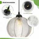 Globe Pendant Light Clear Ribbed Glass Hanging Lights for Kitchen, 22cm/8.66"