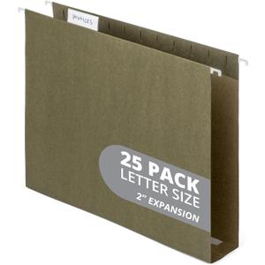 Blue Summit Supplies 25 Pack Extra Capacity Hanging File Folders Letter Size, Reinforced Green Hanging File Folders, Heavy Duty 2 Inch Expansion, Designed for Wide, Bulky Files and Charts