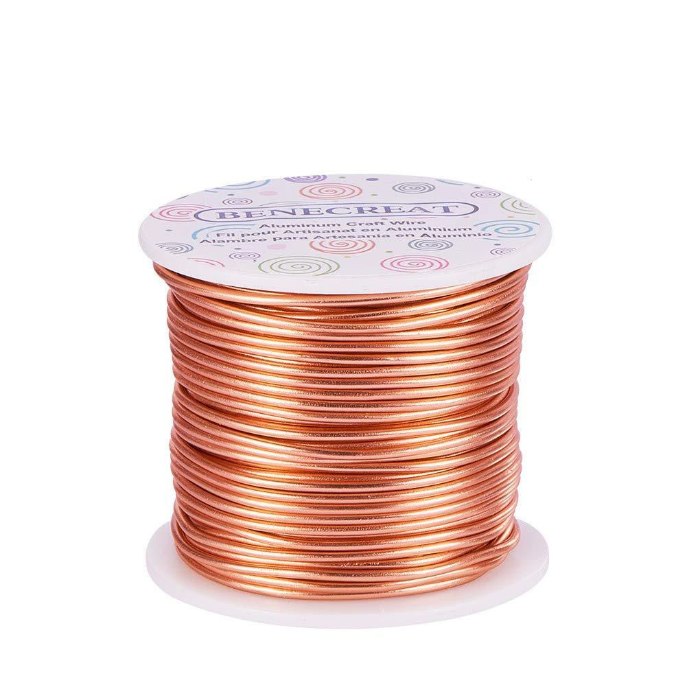BENECREAT 9 10 12 15 17 18 20 Gauge Aluminum Wire (18 Gauge,492 FT) Anodized Jewelry Craft Making Beading Floral Colored Aluminum Craft Wire for Garden, Model Making - Copper Tone
