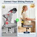 Seat Cushion, Office Chair Cushions for Tailbone Relief, Seat Cushions for Office Chair with L-Shaped Ergonomic Design & Adjustable Strap, Memory Foam Chair Cushion for Long Sitting Worker (Black Gray)