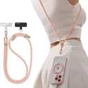 TORRAS Phone Lanyard Crossbody with 2 Phone Tabs, Adjustable Anti Theft Phone Strap for All Phones, Premium Metal Buckles, Skin-Friendly, Universal Cell Phone Neck lanyard for Women and Men, Pink
