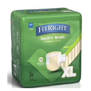 FitRight Adult Diapers, Extra+ Heavy Absorbency, XL (Waist Size 56in64in), 20 Count, OptiFit Incontinence Briefs for Men and Women, Disposable, MoistureWicking, Leak Protection,