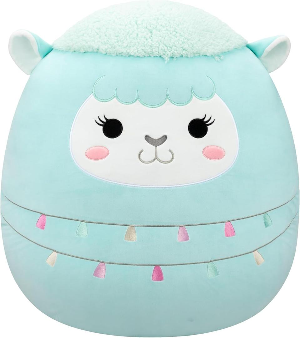Squishmallows Original 24in Lorna The Light Teal Llama Wrapped in Tassels  Official Jazwares Plush (Jumbo)
