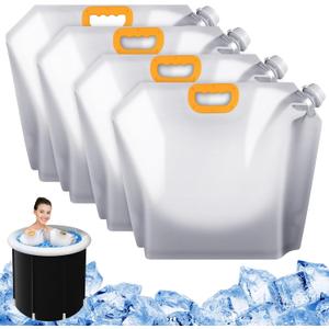 4 Pcs Ice Bath Bags Reusable, 10L Cold Plunge Ice Bags Portable Bathtub Freezer Water Bags Ice Bath Water Chiller Cold Plunge Tub Accessories Ice Barrel Cold Therapy