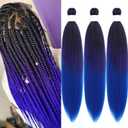Ombre Braiding Hair Pre Stretched, Knotless Pre Stretched Braiding Hair 26 inch Black Blue Purple Ombre Braids Micro Itch Free Yaki Braiding Hair Extensions