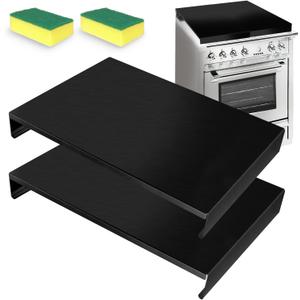 Gas Noodle Board Stove Cover: Mineye 2 IN 1 Gas Stove Top Cover Stainless Steel, Gas Stove Cover Board for Gas and Electric Stove Range Expanding Kitchen Space, Black, Single Size 15"x 22"x3", 15"x 21.5"x3"