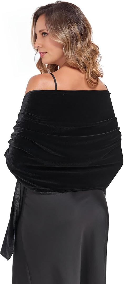 Velvet Shawl and Wraps for Evening Dresses | Shawl and Wraps for Women Warm Wedding Elegant Soft Long Scarve Bridal Dress Cover Up Formal Accessories
