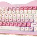 YUNZII C75 Wireless Mechanical Keyboard,75% Layout, Hot-Swappable NKRO,BT5.0/2.4G/USB-C Mode,Dye-Sub PBT MOA Keycaps,RGB Gasket Mount,Cute Cake Design for Mac/Win/Gaming (Pink, Milk V2 Switch)