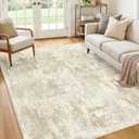 RELEANY Washable Area Rugs 5'x7' Non-Slip Modern Abstract Soft for Living Room Entryway Bedroom Nursery, Print Pattern, Beige Cream Brown