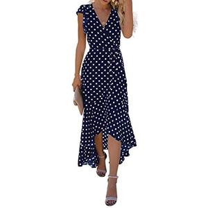 GRECERELLE 2026 Women's Spring Summer Boho Floral Print V-Neck Faux Wrap Maxi Dress for Wedding Guest, Graduation, Party XL