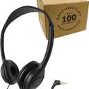 SmithOutlet Headphones Bulk 100-Pack | for Classroom School Students K-12 | On-Ear Wired | Compatible with Chromebook, Computer, Laptop | Black Color Part SG-313-100