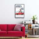 Apres Ski Canvas Wall Art, Trendy Magazine Cover Poster, Vintage Winter Snow Mountain Picture, Funky Ski Girl and Car Print, Fashion Skiing Art for Ski Lodge Party Wall Decor 12x16in Unframed