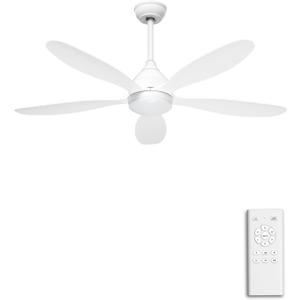 Ohniyou Ceiling Fans with Lights - 52 Inch White Modern Ceiling Fan with Remote, 3CCT, Quiet Reversible DC Motor for Indoor Outdoor Bedroom Living Room Patio