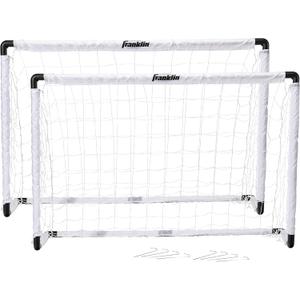 Franklin Sports Kids Soccer Goal Set - Portable Backyard Youth Soccer Goals - 2 Mini Soccer Goals with Ground Stakes - 54" x 36",Black