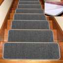 Seloom Stair Treads Carpet Non-Slip with Skid Resistant Rubber Backing Specialized for Indoor Wood Steps, Removable Washable Step Floor Rugs for Stair (Dark Grey, 30x8 in)