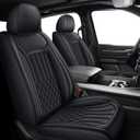 Pickup Seat Covers Fit for Dodge RAM 1500 2002-2025 2026 Full Set Leather Waterproof Seat Cover Custom Fit Dodge Ram 2500 3500 Quad Cab Crew Double Cab, Only Rear Seat Curved Bench Version