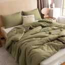 ROSGONIA Oversized Queen Comforter Olive Green, 3pcs (1 Green Comforter & 2 Pillowcases) Lightweight Oversized Queen Comforter Sets Bedding Blanket Quilts, Oversized Queen Comforter 98"x98"