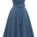 Wedtrend Women's Vintage Tea Dress, Short Sleeve Cocktail Party Dress Work Church Casual Dress (Blue, XS)
