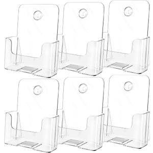 MaxGear Acrylic Brochure Holder 6 x 8 inch, Display Stand Plastic Clear Flyer Holders for 5.5 x 8.5 inch, 5 x 7 inch Menu, Literature, Trifold Pamphlet, Magazine, Countertop or Wall Mount, 6 Pack