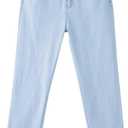 Sidefeel Women's Jeans High Waisted Strechy Straight Legs Boyfriend Denim Pants with Pockets L Light Blue Size 6 Short (Blue)
