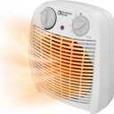 Comfort Zone Personal Space Heater, 750/1500W Fan-Forced Electric Heater, Adjustable Thermostat, Tip-Over & Overheat Protection, Cool-Touch, Portable Indoor Heater for Home & Office (White)