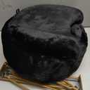 GREENSTELL Small Vanity Stool Chair with Storage and Folding Back, 13" x 13" x 17.7" Faux Fur Soft Ottoman for Teenager, 4 Metal Legs with AntiSlip Feet, Furry Padded Seat for Makeup, Bedroom, Black