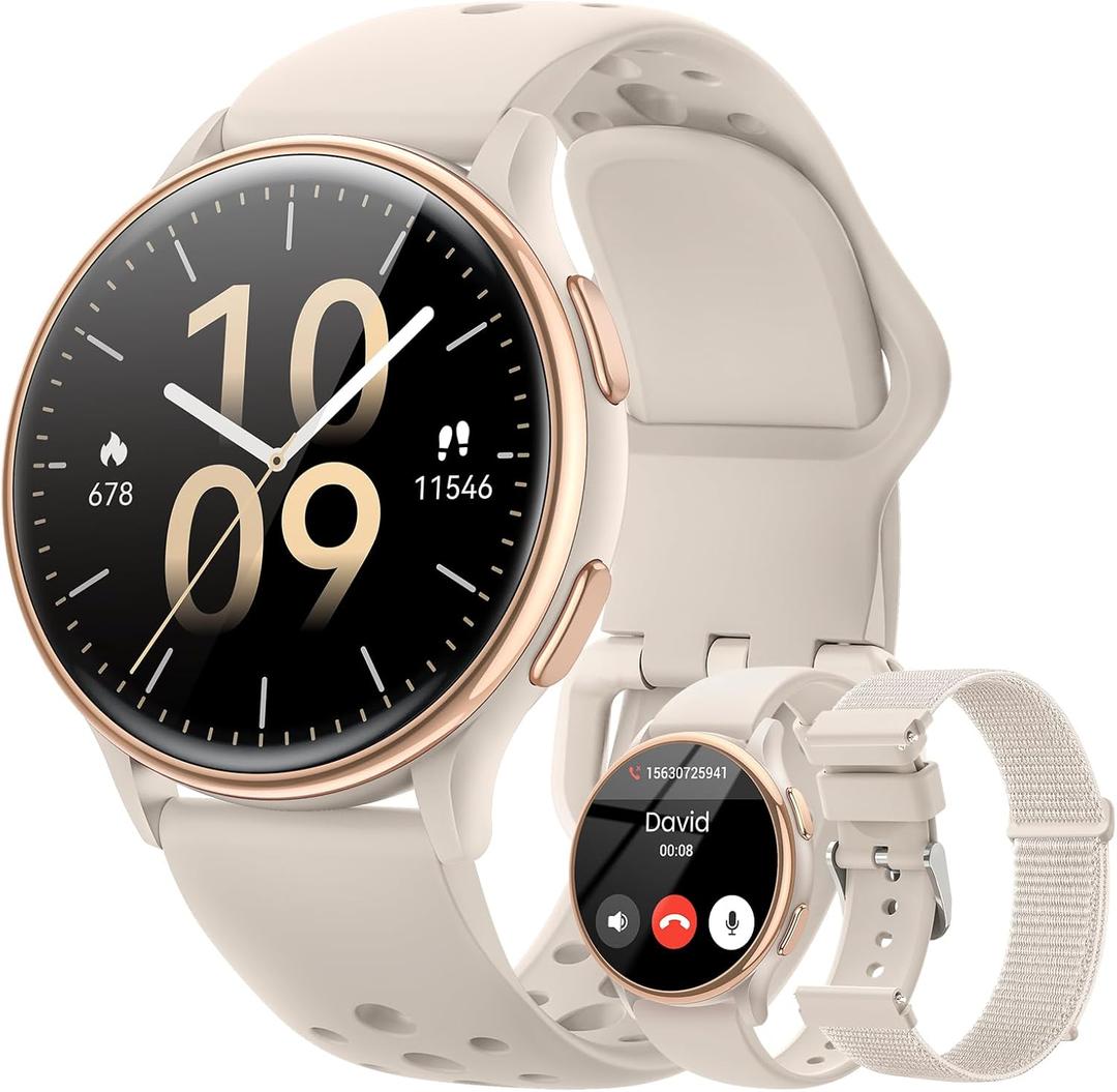 Smart Watches for Women(Answer/Make Calls), 1.27'' AMOLED Screen Activity Trackers with Heart Rate/Sleep/SpO2 Monitor, Smartwatch for iPhone/Samsung/Android, 120+ Sport Modes IP68 Fitness Watch 3Bands (Gray)