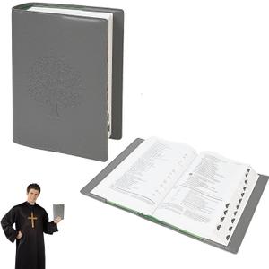 Bible Cover Case for Women and Men, Leather Bible Bag Suitable for 7.2"x10.2"x1.5" Standard Size Bible Protective Classic(Gray,Large,7.2"x10.2"x1.5") (Grey)