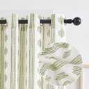 Melodieux Boho Striped Pattern Linen Textured Sheer Curtains for Bedroom, Living Room Light Filtering Grommet Window Curtain Drapes, 42 by 84 Inch, Sage on Beige(2 Panels)