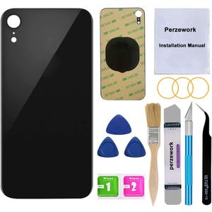 OEM Rear Back Glass Replacement for iPhone XR 6.1 inches with Reparing Toolkit and Pre-Installed Adhesive (Black)