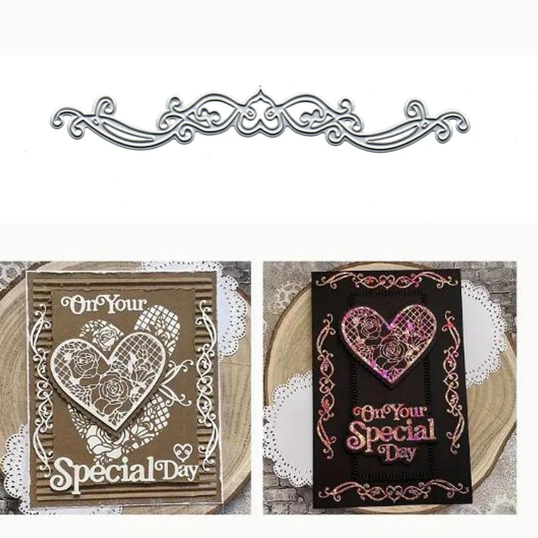 Valentine's Day Love Lace Edge Metal Die Cuts,Happy Valentine's Day Heart Rose Lace Flower Edge Cutting Dies Cut Stencils for DIY Invitation Card Scrapbooking Album Embossing Paper Dies Card Making