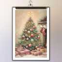 GSPQAZ Christmas Tree Wall Art - Festive Holiday Canvas Print for Vintage Christmas Decor 16x24inch-Unframed