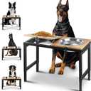 Elevated Dog Bowls Large Breed, 15"-20.5" H 4500ML Raised Dog Bowls for Large Extra Large Dogs, Bamboo Bowl Elevated with Stainless Steel Bowl, Metal Stand Adjustable Dogs Feeder (Black)