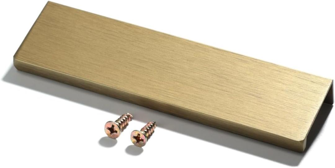 Finger Pulls for Cabinets Drawers - Aluminum Alloy Concealed Handle for Home Kitchen Door Dresser, Easy Installation (4, Bronze, 120mm/4.72inch)