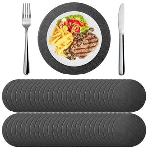 Yunlly Set of 48 Round Burlap Placemats Bulk Burlap Farmhouse Placemats Set Heat Resistant Table Mats Circle Jute Charger Place Mats for Wedding Holiday Dinner Rustic Table Decorations(11.8 in,Black)