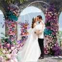 Putros Metal Arch Backdrop Stand White Wedding Backdrop Stand Set of 2 (7.2FT,6FT) Square Arch Frame for Birthday Party Graduation Ceremony Decoration