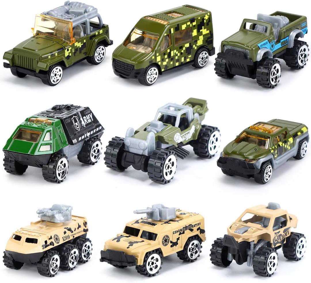CUTE STONE 12 Pack Small Alloy Army Truck for Kids, Car Vehicle Toy for Todder, Boys