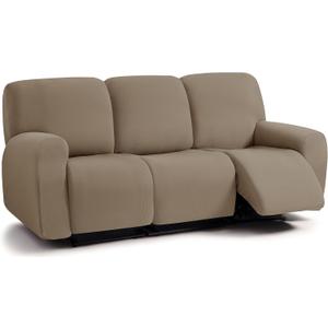 ULTICOR Jacquard 8-Pieces Recliner Sofa Covers Stretch Reclining Couch Covers for 3 Cushion Reclining Sofa Slipcovers Thick Soft Washable (Taupe, 3 Seater Recliner Cover)