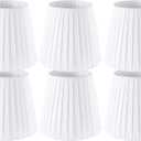 Set of 6 Natural Linen White Clip On Chandelier Lamp Shades For Chandeliers, Wall Lamps, And Other Lighting Fixtures Using E12 Bulbs 4 * 6 * 5 Inch