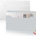 Feifeiya 2 Pcs Magnetic File Folder Wall Hanging Holder Large Pocket Paper Magazine Mail Organizer for Refrigerator Classroom Locker Whiteboard(Horizontal,White Grey,13.8 x 8.3 Inches)