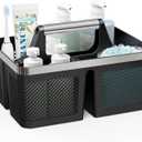 Black Shower Caddy Portable: Plastic Bathroom Caddy Organizer with Handle and Holes, Cleaning Caddy, Hard Shower Basket Storage Tote for Toiletry, College Dorm Room Essentials for Men