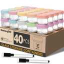 40 Pack Glass Baby Food Storage Containers, 4 oz Leakproof Baby Food Jars with Lids, Small Glass Food Containers for Infant Baby, Freezer & Microwave Safe, BPA Free