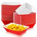 Yinkin 100 Pcs 2lb Paper Food Trays Boat 2lb Disposable Nacho Trays Kraft Paper Boat for Tacos Concession Easter Graduation Birthday Party Supplies(Red)