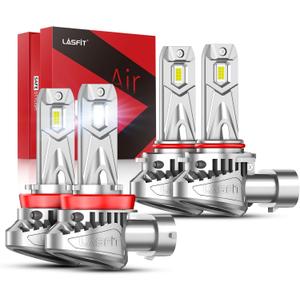 LASFIT BEAM H11 9005 Bulbs, 30000lm 800% Brightness 2025 Upgrade Super Bright 6000K Cool White H8/H9 HB3 Fog Light Bulbs, Real 1:1 Mini Size with Cooling Fan, Plug and Play Non-Polarity, Pack of 4