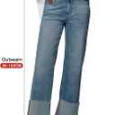 KUNMI Jeans for Women Wide Leg Baggy High Waist Boyfriends Straight Leg Stretchy Denim Pants Trendy Fall 2025 (Cuffed Blue, 6)