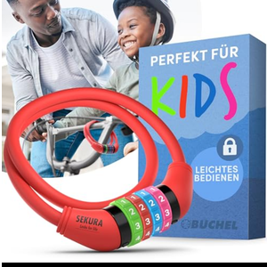 Büchel Bike Locks Cable for Kids - Colorful & Keyless - Secure Your Child's Bike - Easy-to-Use Bicycle Accessory, High Security 5 Digit Resettable Combination Coiling Bicycle Lock, Anti Theft 65 cm