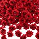 Syhood 100 Pieces Artificial Roses Head 1.77 in Rose Small Silk Fake Floral for Wedding Wall Garland Bouquet Derby Crafts Decorations(Red)