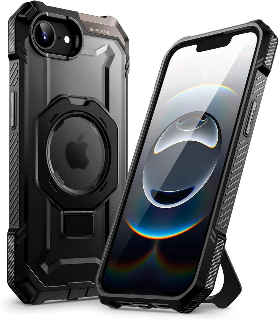 SUPCASE for iPhone 17e/16e Case with Stand (Unicorn Beetle Grip), [Compatible with MagSafe] [Military-Grade Drop Protection] Heavy Duty Rugged Magnetic Phone Case for iPhone 17e/16e 6.1", Black