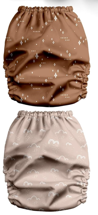 Mama Koala 3.0 Pocket Cloth Diapers for Babies with AWJ Lining, 2 Pack with 6 4-Layer Natural Cloth Diaper Inserts - Reusable and Washable Pocket Diapers